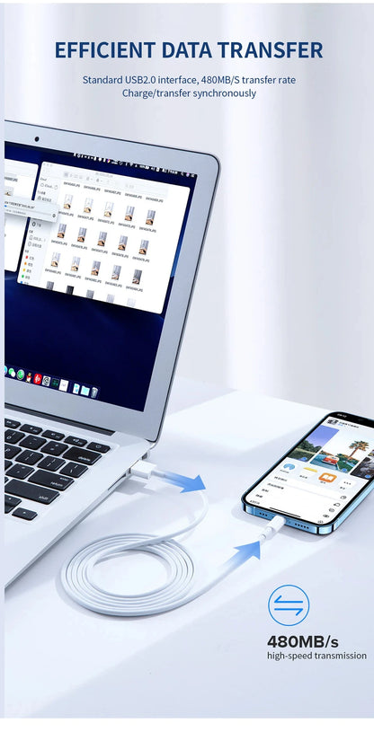 Original 40W PD USB-C Fast Charger Cable – Data Sync & Charging for iPhone 7-16 Series, iPad, USB Type-C Devices