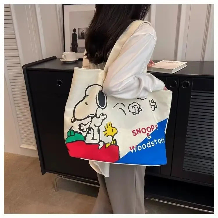 Snoopy Girl Cartoon Canvas Bag – Cute, Lightweight, Large Capacity Shoulder Bag for Travel & Casual Use