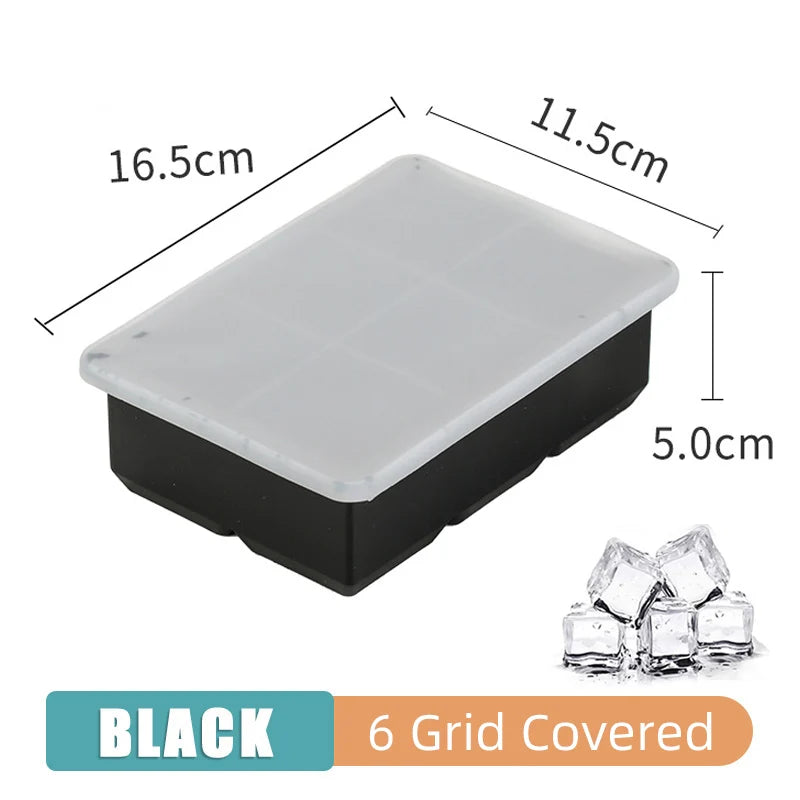Silicone Ice Cube Maker with Lid - 4/6/8/15 Grid Ice Tray for Bar & Household Use, Ice Ball & Cube Mold
