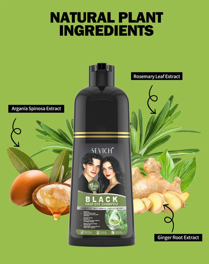 Rosemary Black Hair Dye Shampoo 500ml – DIY Herbal Gray-to-Black Coloring for Women & Men