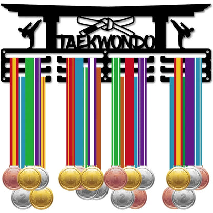 Taekwondo Medal Holder – Wall-Mounted 3-Line Medal Rack Display for Home, Room Decoration, and Gifts