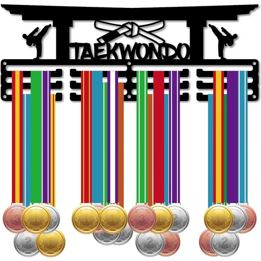 Taekwondo Medal Holder – Wall-Mounted 3-Line Medal Rack Display for Home, Room Decoration, and Gifts