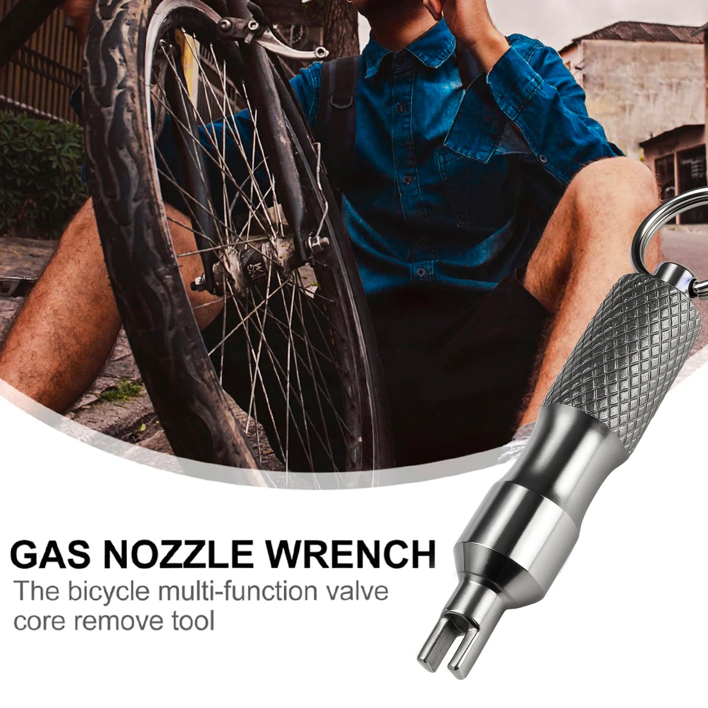 Universal Stainless Steel Tire Repair Screwdriver & Valve Wrench with Key Ring – Car & Motorcycle Tire Repair Tool