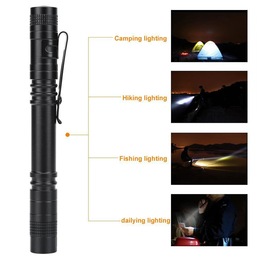 Pen Doctor Mini LED Flashlight - 13cm Portable White Light Torch for Dentists, Nurses, Camping, and Hiking Adventures