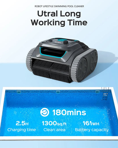 Robot Swimming Pool Cleaner – Cordless, APP-Controlled, Rechargeable 6400mAh Lithium Battery, Route Planning for Tiles, PVC, Mosaic, Cement