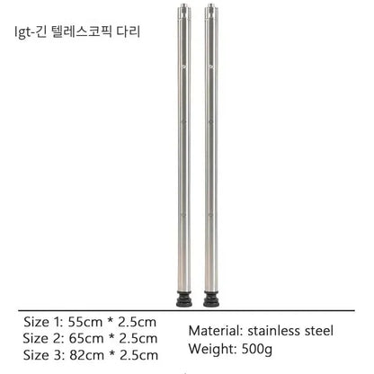 Stainless Steel Camping IGT Table Legs — Adjustable Three-Gear Telescopic Picnic Table Legs for Outdoor Use