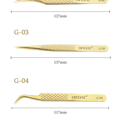 DIYDAY Anti-Slip Eyelash Tweezers — Stainless Steel Precision Fiber Tip for Eyelash Extensions & Makeup Tools