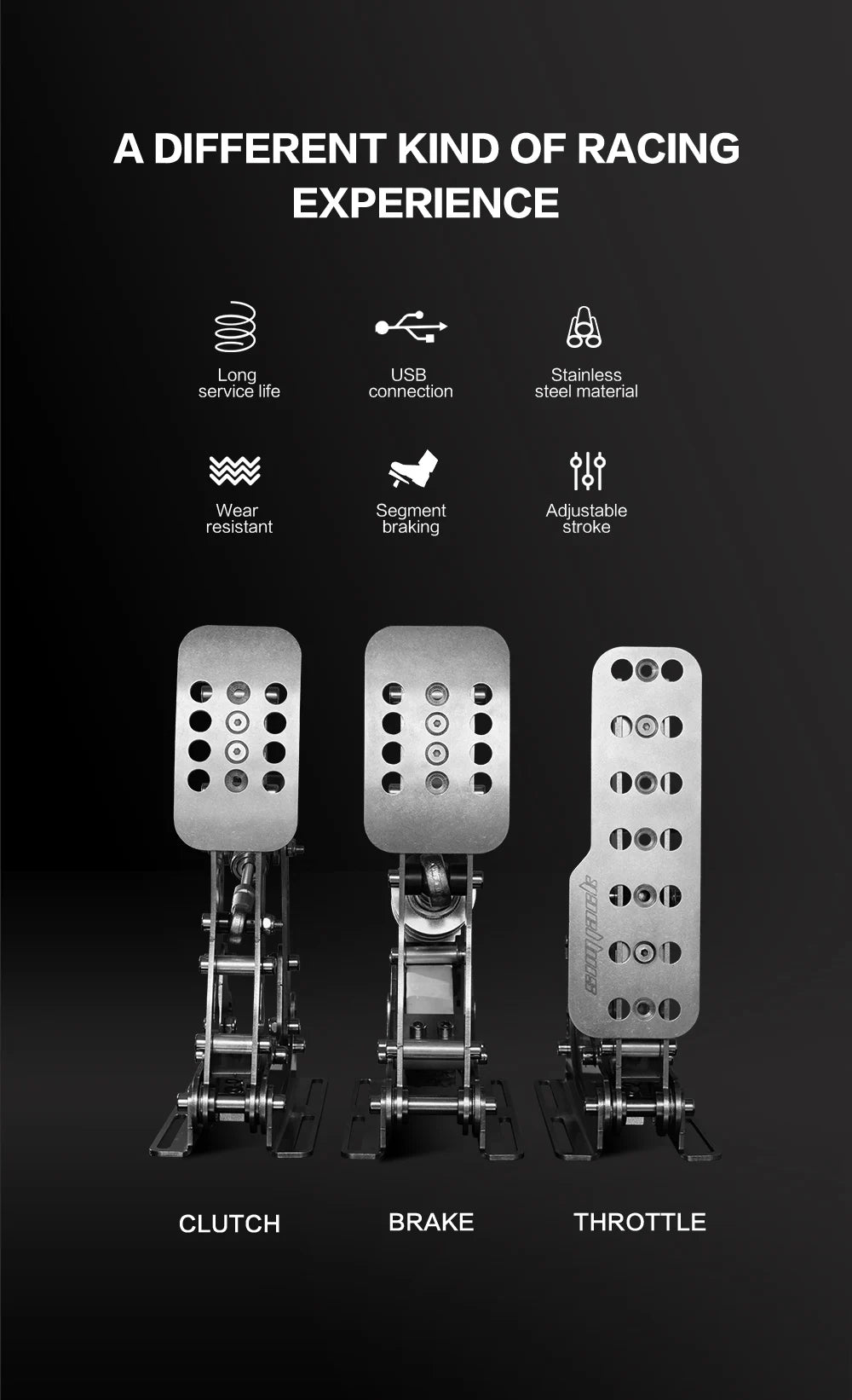 SIMJACK UT Sim Racing Pedals – PC Racing Simulator, Pressure Sensor Load Cell & HE Hydraulic Pedal