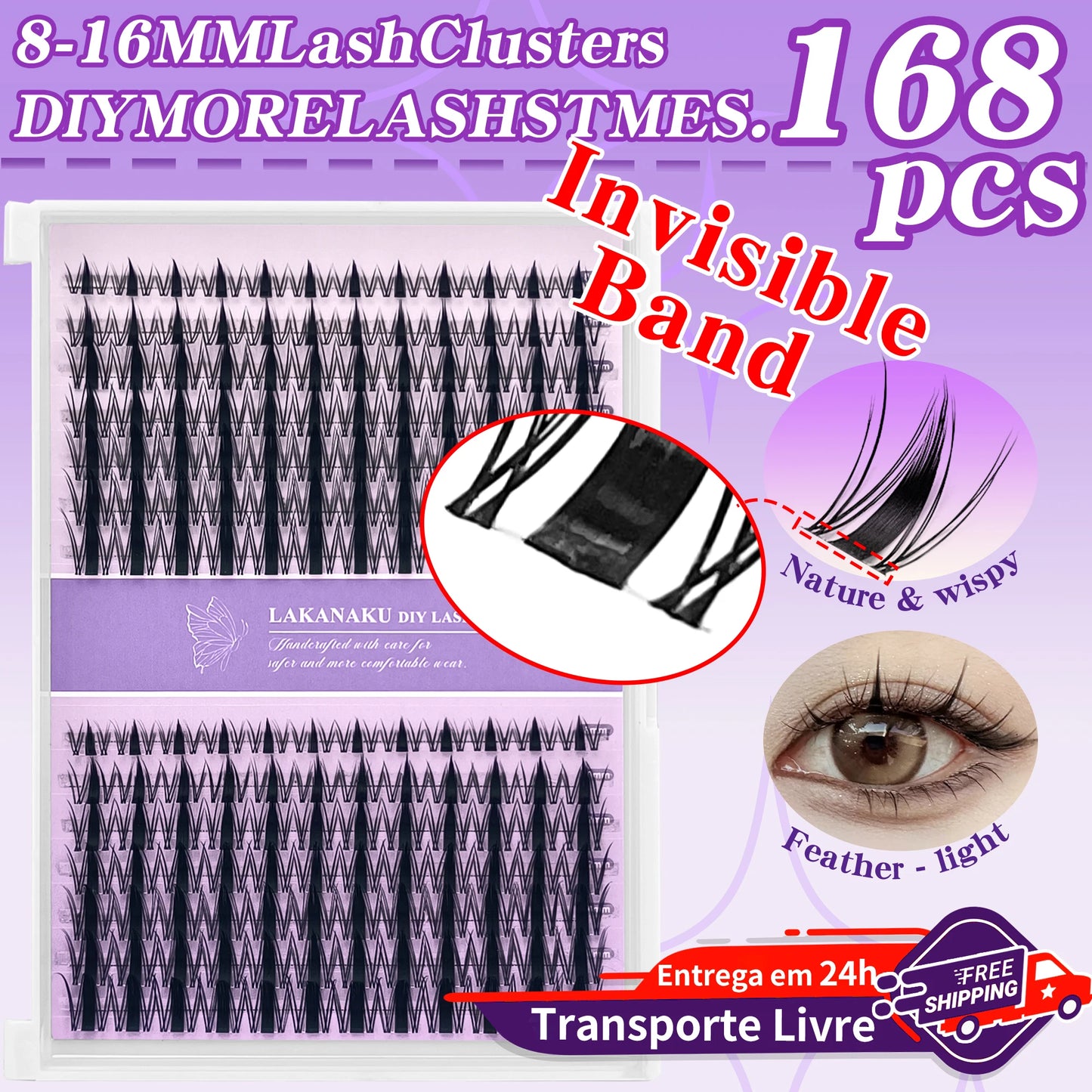 LAKANAKU Invisible Bond Lash Fairy Cluster – Wispy Manga & Manhua Style DIY Eyelash Fans