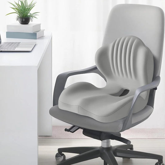 Ergonomic Memory Foam Seat Cushion – Office & Car Chair Pad with Lumbar Back Support for Stress Relief