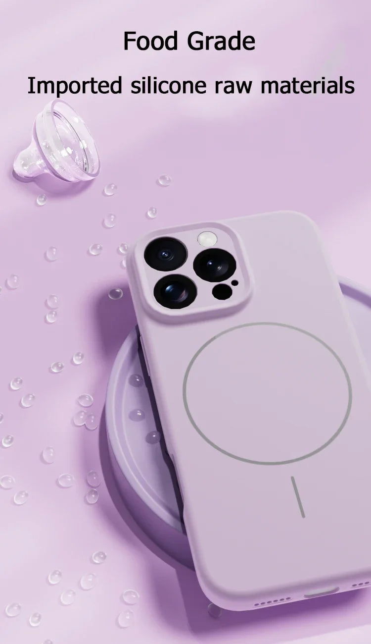 Original Liquid Soft Silicone Magsafe Case — Magnetic Wireless Charging Cover for iPhone 11–16 Pro Max