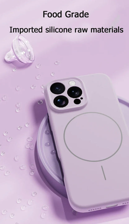 Original Liquid Soft Silicone Magsafe Case — Magnetic Wireless Charging Cover for iPhone 11–16 Pro Max