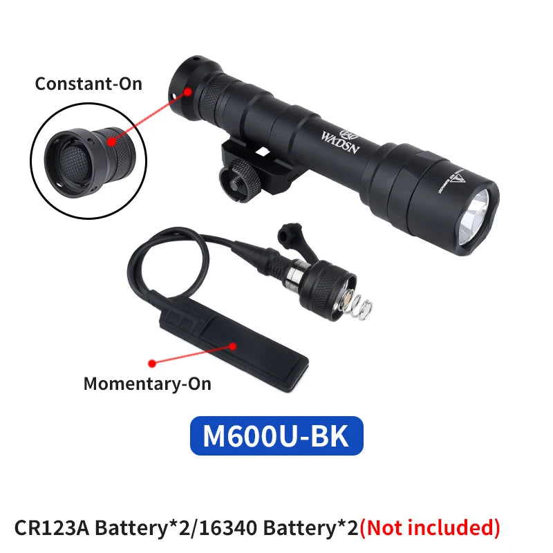 WADSN Surefire M300A Tactical Flashlight - Mini Weapon Scout LED Light, 20MM Rail Mount, Momentary & Constant-On Mode