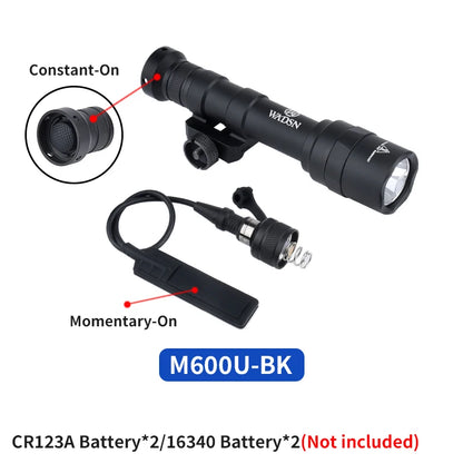 WADSN Surefire M300A Tactical Flashlight - Mini Weapon Scout LED Light, 20MM Rail Mount, Momentary & Constant-On Mode