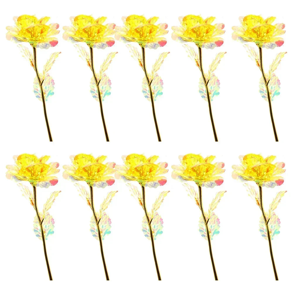 10PCS 24K Foil Plated Rose Gold Roses – Valentine’s Day, Wedding & Forever Love Decorative Gift