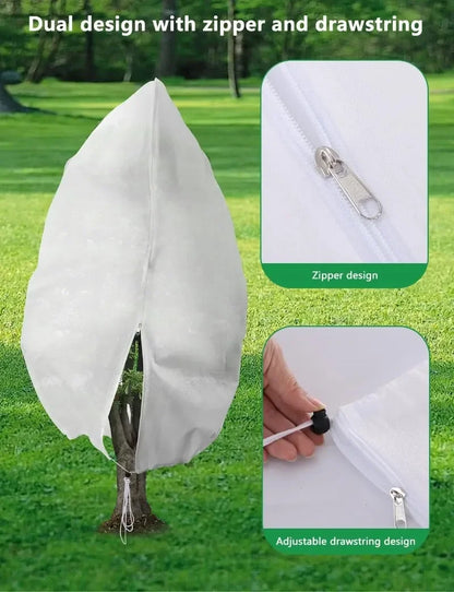Multi-Size Winter Plant Protection Bag – Non-Woven Anti-Frost Cover with Zipper & Drawstring for Cold Weather Vegetation
