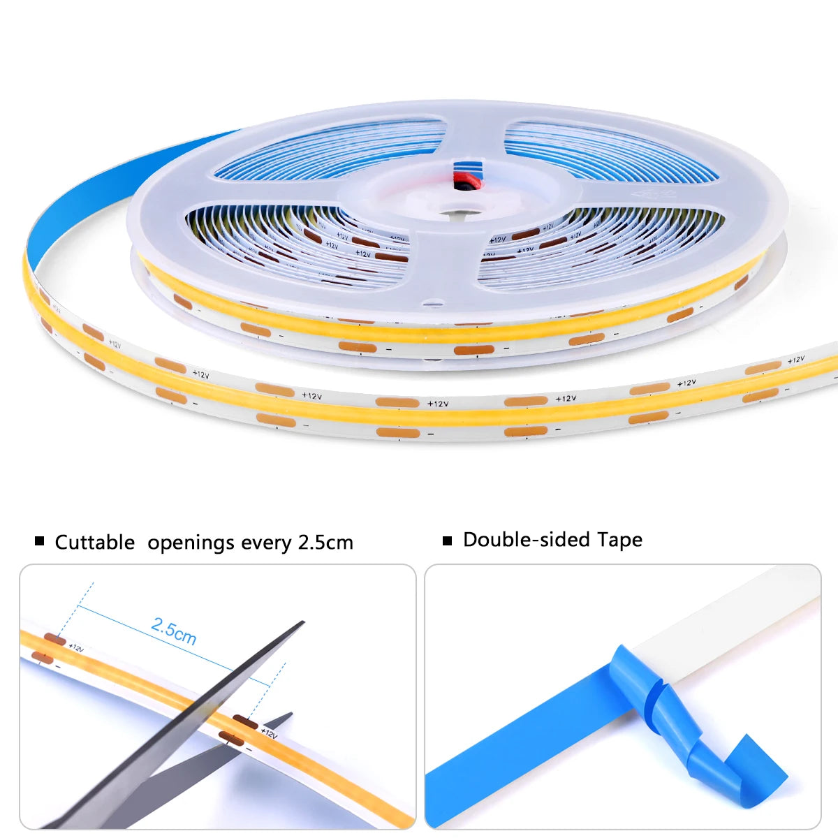 Under Cabinet COB LED Strip Light – Dimmable Touch Sensor Lamp for Display, Bookcase, Wardrobe & Closet