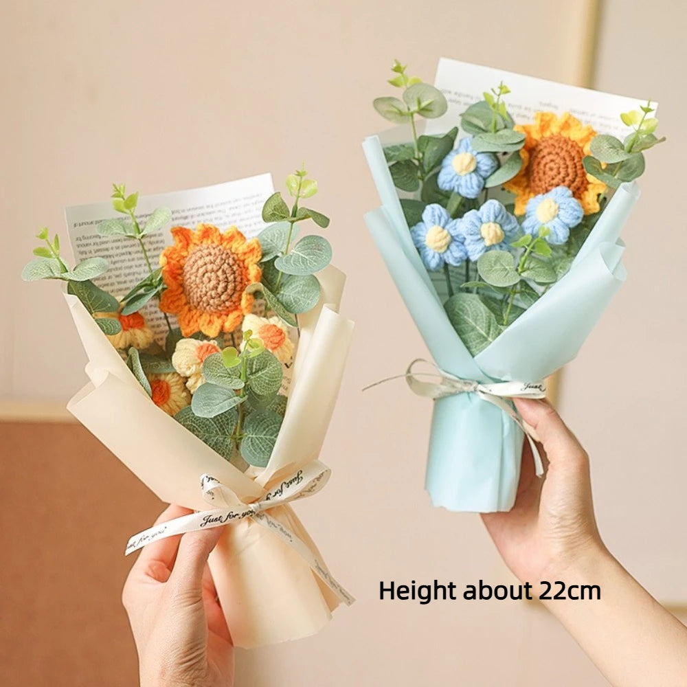 Handmade Artificial Flower Crochet Bouquet – Sunflower & Daisy Eternal Flowers, Anniversary, Mother’s Day & Birthday Gift
