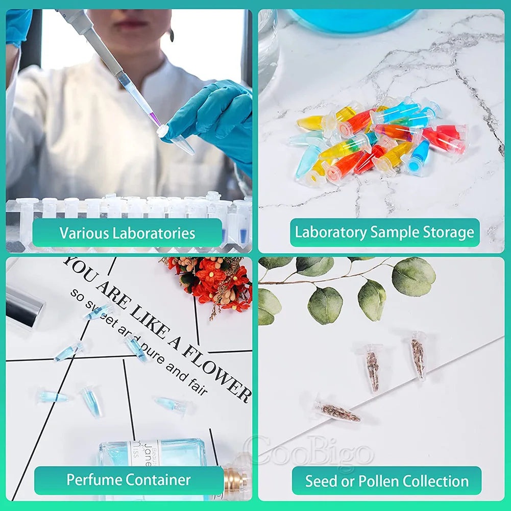 0.2-10ML Plastic Seed Storage Bottles — Transparent Centrifuge Tube Containers with Caps