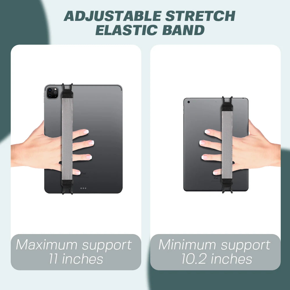 Universal Tablet Stand Holder: Hand Strap Leather Handle Grip for iPad 9.7/10.5 inch - Secure Hand-Strap for iPad, Xiaomi, Samsung, and More
