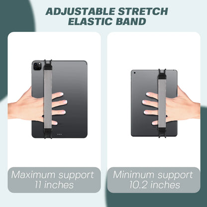 Universal Tablet Stand Holder: Hand Strap Leather Handle Grip for iPad 9.7/10.5 inch - Secure Hand-Strap for iPad, Xiaomi, Samsung, and More