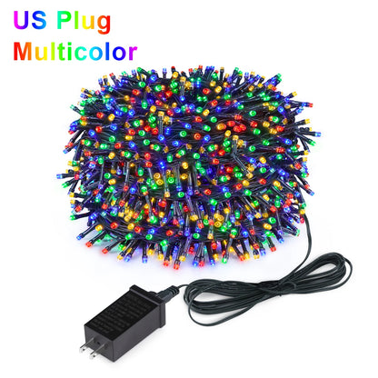 2025 LED Christmas & New Year Fairy String Lights — White/Warm/RGB Waterproof Party & Wedding Decoration