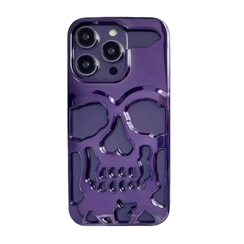 Cool Hollow Skull Ghostface Plating iPhone Case – Heat Dissipation Slim Cover for iPhone 14-17 Pro Max