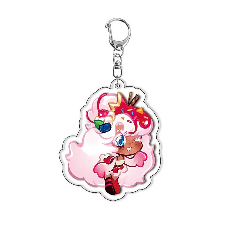 Cookie Run Kingdoms Camellia Cookie Acrylic Keychain – Candy Milk Shadow & Pure Vanilla Bag Accessory Gift