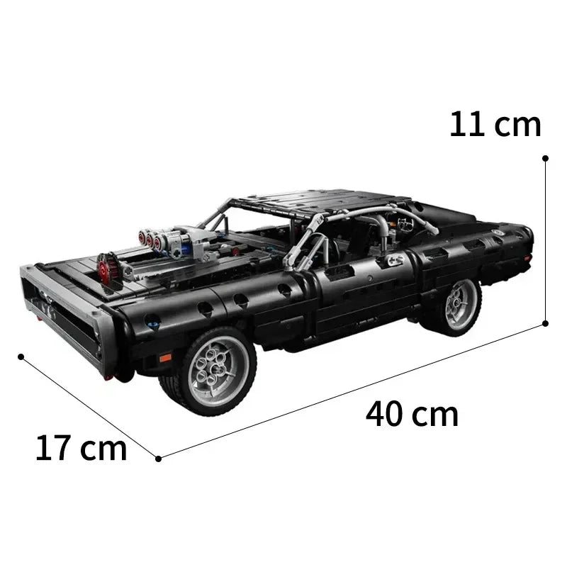 1077PCS Dodge Charger Racing Car Building Blocks – Fast and Furious Model, Assemble Bricks Toy for Kids, Boys & Adults Gifts