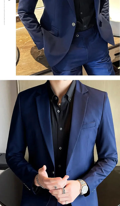 Men’s 3-Piece Suit 6XL — Blazer, Vest & Trousers, Italian Style Fashion Business Wedding Formal Gentleman Dress