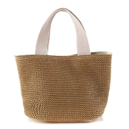 Women’s Bohemian Beach Straw Bag – Handmade Woven Rattan Bucket Shoulder & Crossbody Handbag