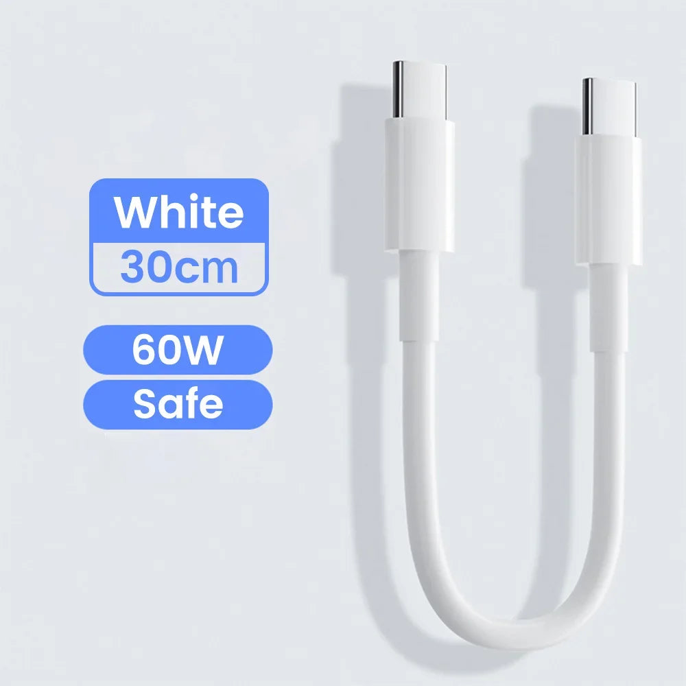 30cm USB-C to USB-C Fast Charging Cable – Compatible with iPhone 15, Xiaomi, Samsung, Huawei & Power Banks