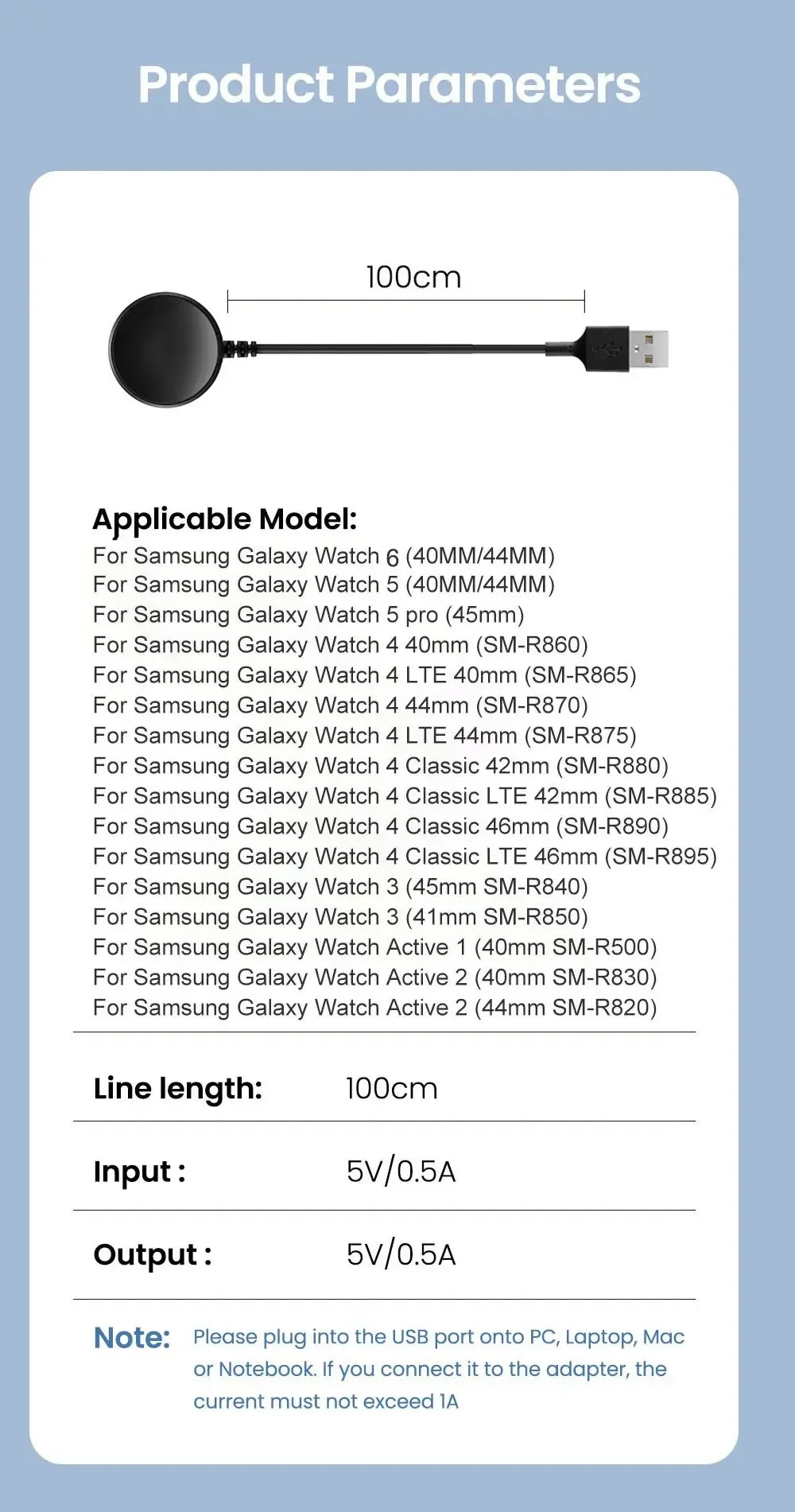 Magnetic Wireless Watch Charger – Fast Charging Dock for Samsung Galaxy Watch 8/7/6/5 Pro/5/4/3 Active 2, Portable Charging Station
