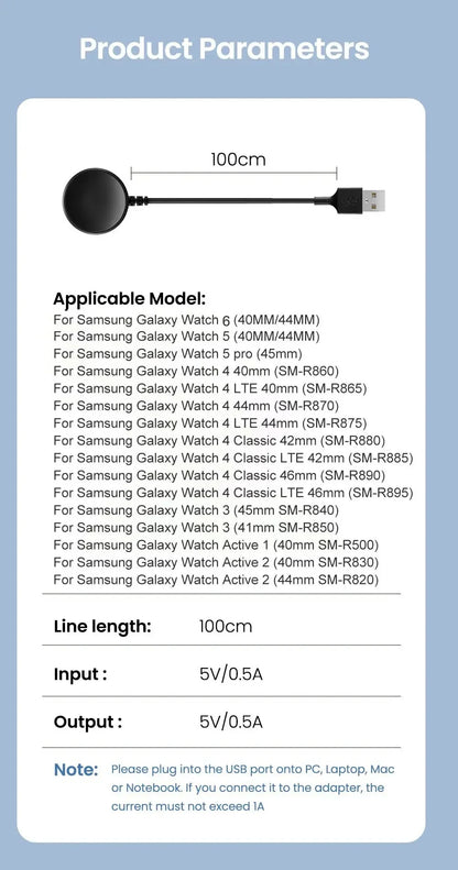 Magnetic Wireless Watch Charger – Fast Charging Dock for Samsung Galaxy Watch 8/7/6/5 Pro/5/4/3 Active 2, Portable Charging Station