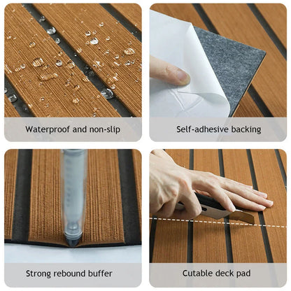2.4m Self-Adhesive EVA Foam Boat Flooring | Faux Teak Marine Decking Sheet for Yacht, 8 Styles