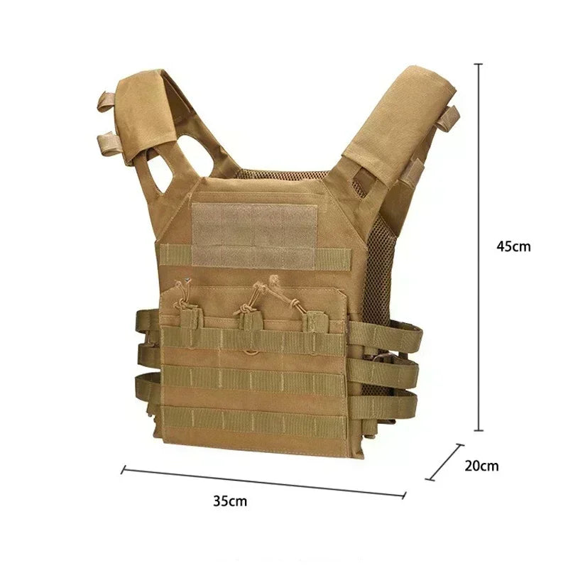 Nylon Tactical Vest – Body Armor for Hunting and Airsoft – MOLLE Camo Military Army Vest for Combat, CS Games, and Jungle Equipment