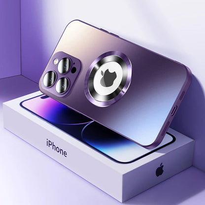 Tempered Glass Matte MagSafe Case — Shockproof Magnetic Wireless Charging Cover for iPhone 14–16 Pro Max