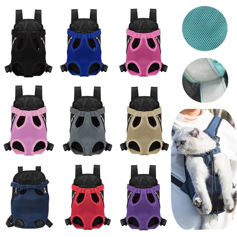 Double Shoulder Breathable Travel Pet Carrier Backpack – Mesh Front Bag for Small Dogs & Cats Outdoor
