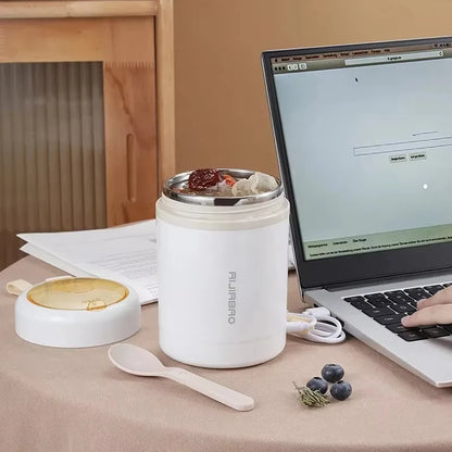 600ML USB Electric Heating Lunch Box — Portable Stainless Steel Food Warmer for Picnic, Milk, and Drinks (5V/12V/24V)