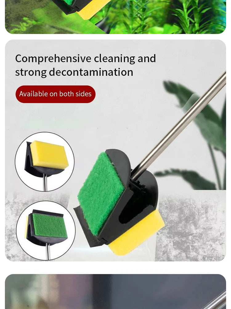 Fish Tank Long Handle Brush – Double-Sided Cleaning Brush for Aquariums, Aquarium Cleaning Tools