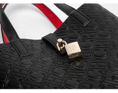 CH Fashion Women’s Shoulder Bag – Large Capacity Casual PU Leather Handbag with Embossed Letters