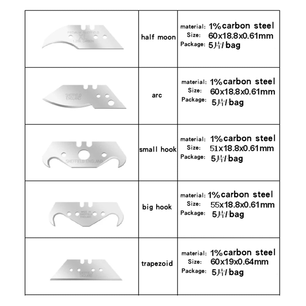 Heavy Duty Trapezoidal Hook Cutting Knife - Ideal for Cable Peeling, Carpet, Wallboard, Stone, Wood, Plastic, and Fiberboard Cutting