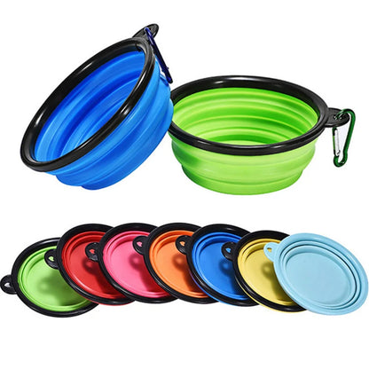 350ml Folding Pet Silicone Dog Bowl with Carabiner - Portable Outdoor Camping Travel Dish for Food and Water, Cat and Dog Supplies