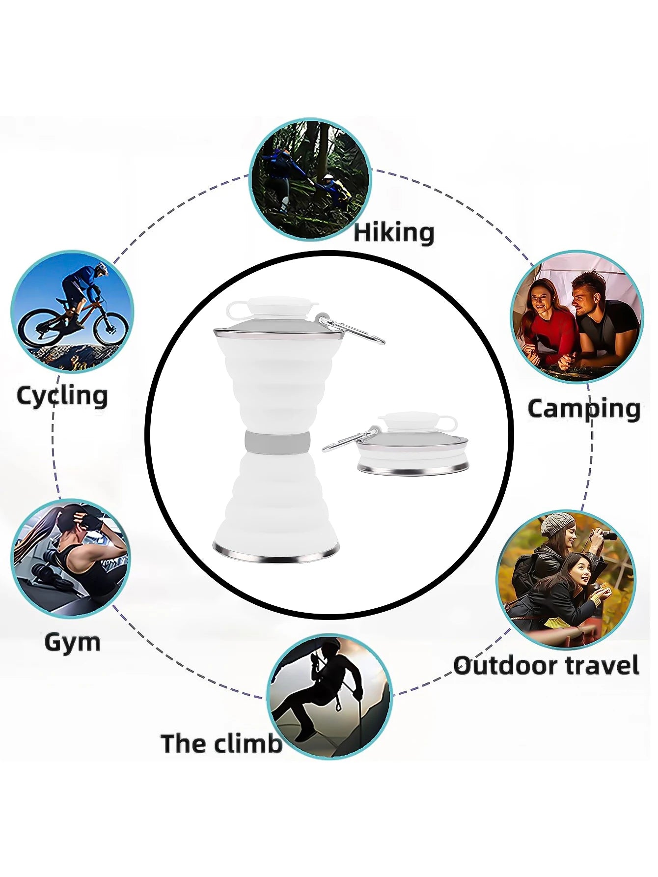 500ML Foldable Silicone Water Bottle: Leak-Proof & Portable Sports Travel Companion for Outdoor Adventures, Gym, Hiking - Reusable & Convenient