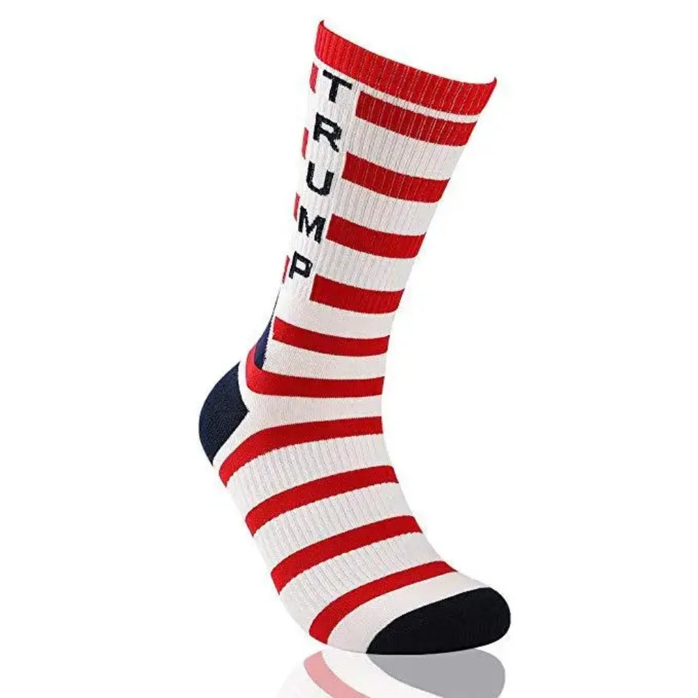 2024 President Donald Trump Socks – Unisex Funny Print Casual Crew Socks, 3D Fake Hair Design, Hot Sale Hip Hop Style