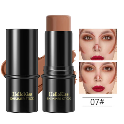 Face Brown Bronzer Contour Stick - Foundation Makeup Pen, Long-Lasting Smooth Contour, Shadow Blusher & Highlight Concealer Cosmetics