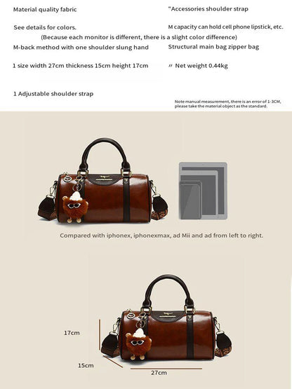 2025 High-End Retro Women’s Handbag – Versatile Autumn/Winter Handheld & Crossbody Light Luxury Bowling Bag