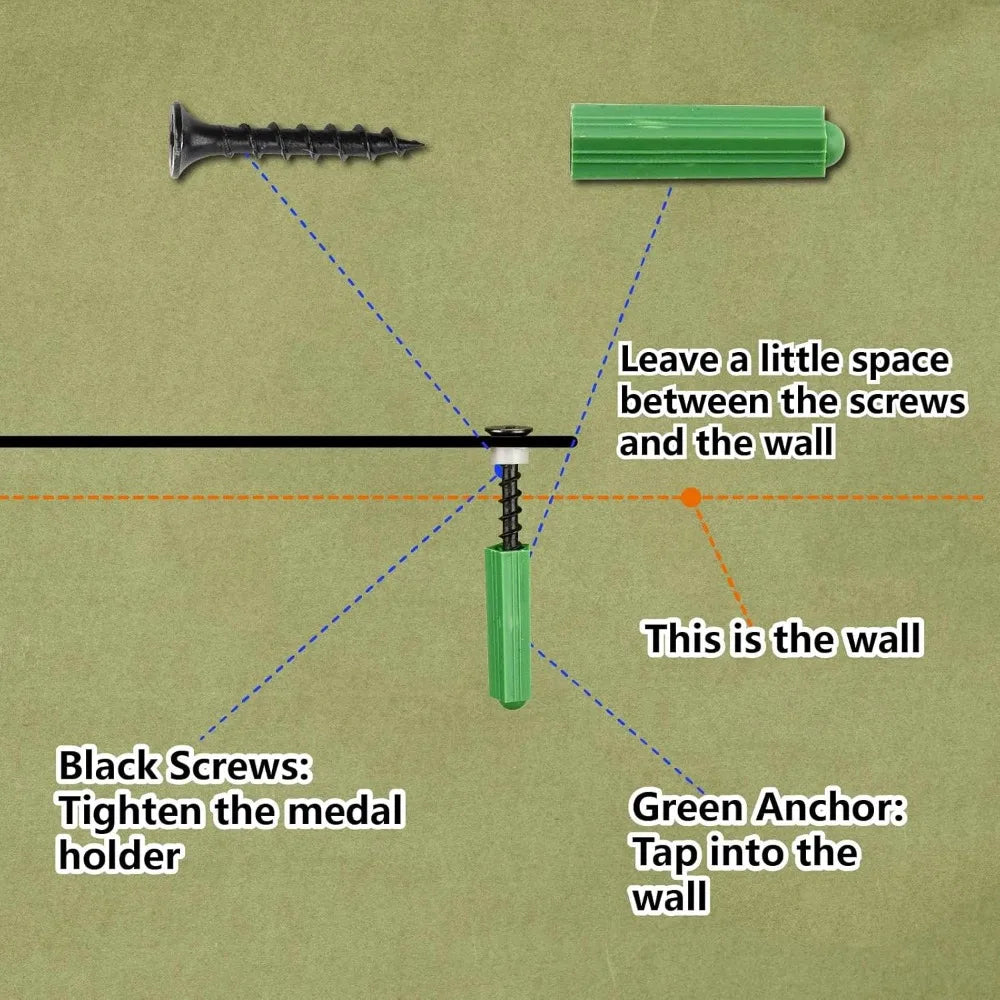 Taekwondo Medal Holder – Wall-Mounted 3-Line Medal Rack Display for Home, Room Decoration, and Gifts