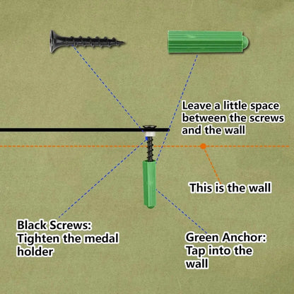 Taekwondo Medal Holder – Wall-Mounted 3-Line Medal Rack Display for Home, Room Decoration, and Gifts