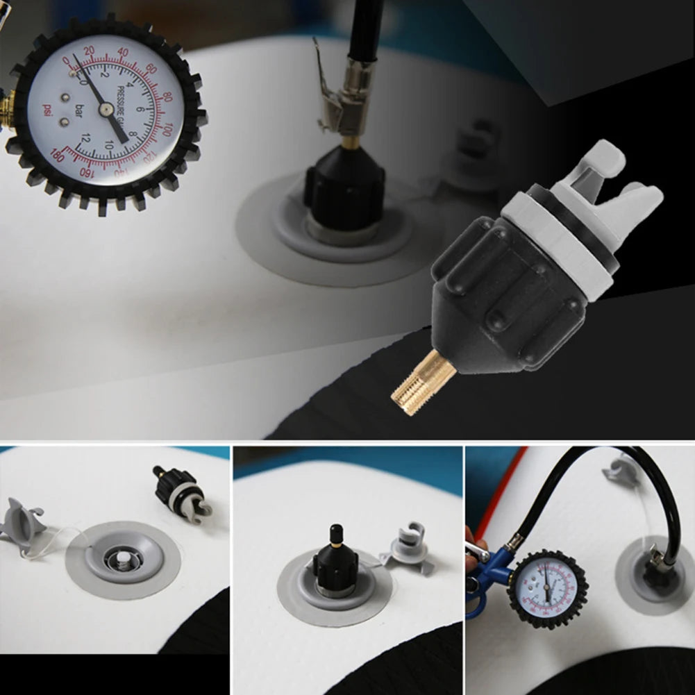 SUP Board Air Valve Adapter Kit — Inflatable Pump Connector for Paddle Boards, Kayaks, Black/Orange